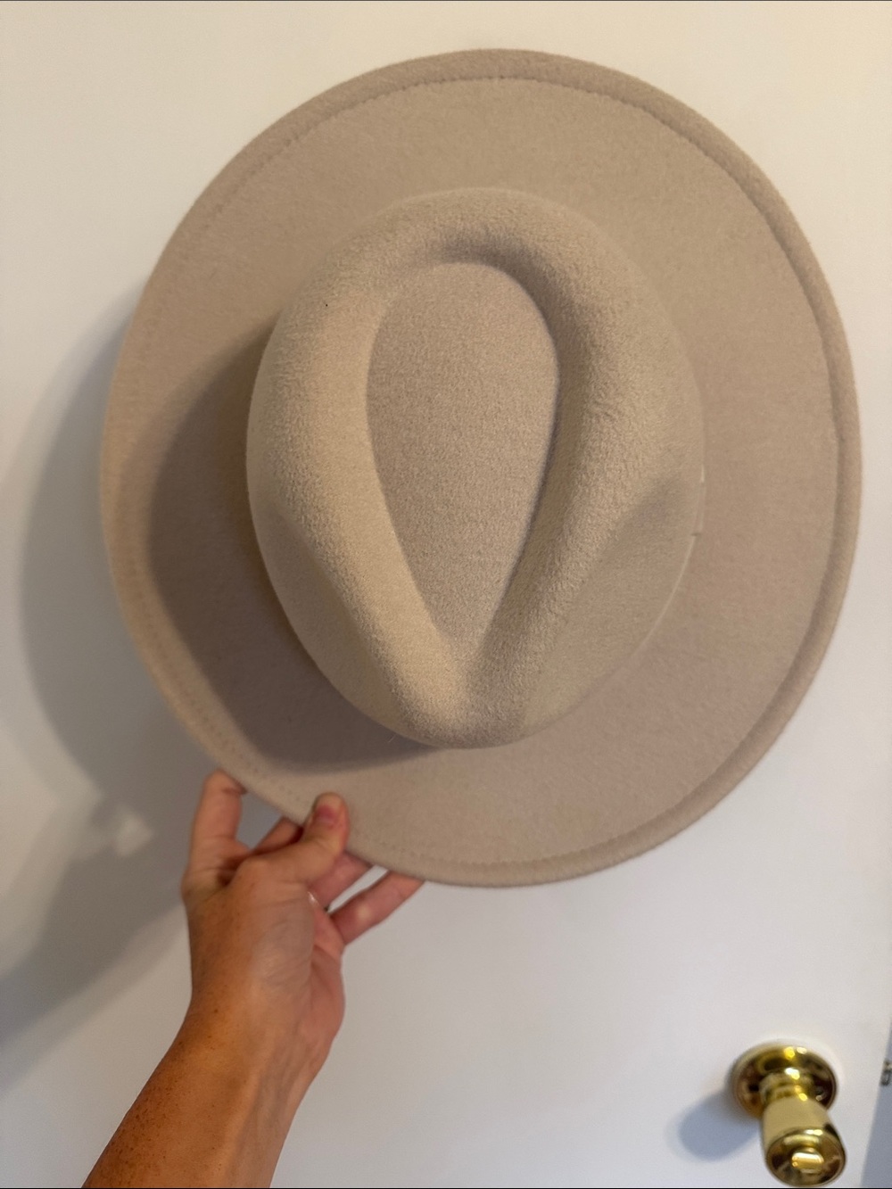 H&M Neutral Wide-Brim Felt Fedora Hat